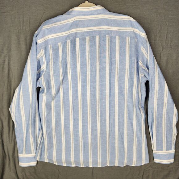 Sartoria ASA Men Button-Up Slim Fit XXL Blue Striped 100% Linen - Picture 6 of 11